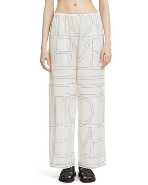 TOTEME Monogram Cotton Pj Bottoms - White