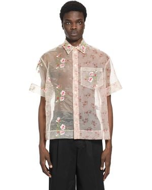 Simone Rocha Sheer Patchwork Boxy Shirt - Natural