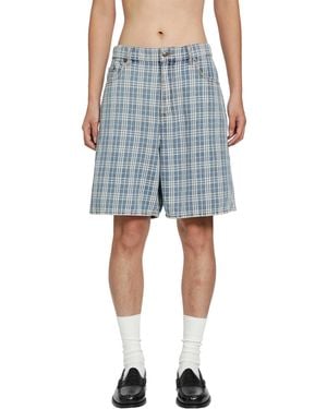 Burberry Check Denim Shorts - Blue