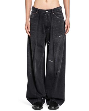 MM6 by Maison Margiela Painted Wide Leg Jeans - Black