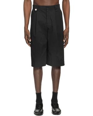 Simone Rocha Tailored Wide Leg Shorts With Daisy - Black