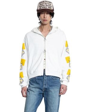 Kapital Fleece Zip-Up Gym Hoodie - White