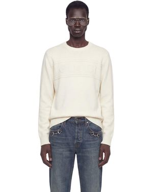 Gucci Knit Cotton Wool Jumper With Intarsia - Natural