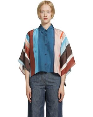Fendi Striped Silk Shirt - Blue