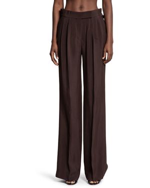 Tom Ford Pantaloni A Gamba Larga Con Pinces Doppie Su Misura - Brown
