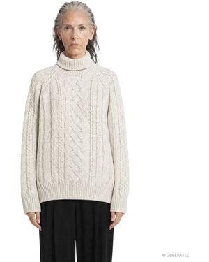 TOTEME Cable Knit Turtleneck - Natural