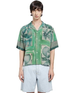 Versace Printed Crêpe De Chine Silk Shirt - Green