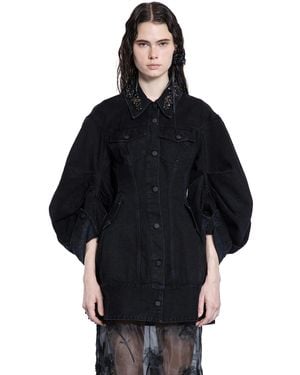 Simone Rocha Embellished Sculpted Short Denim Jacket - Black