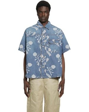 MASTERMIND WORLD Aloha Ss Denim Shirt - Blue