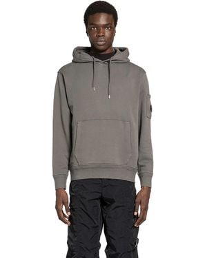 C.P. Company Cotton Diagonal Fleece Hoodie - Grey