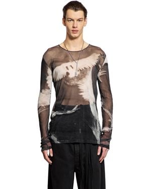 Ann Demeulemeester Greg ''doves'' Print Long Sleeve T-shirt - Black