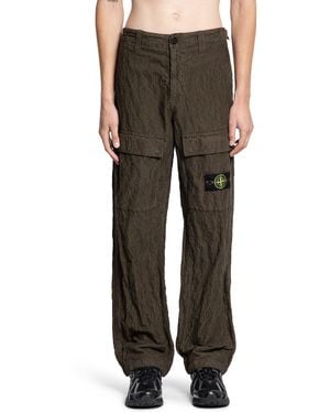 Stone Island 3100025N Wrinkled Corduroy Cargo Trousers - Brown