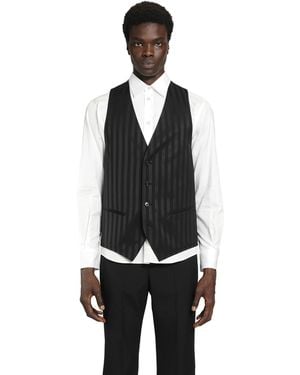 Ann Demeulemeester Juikko Striped Satin Waistcoat - Black