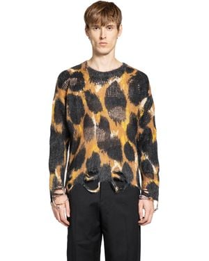 Laneus Maxi Leopard Jacquard Knit Sweater - Black