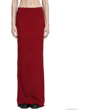 Marc Le Bihan Stretch Nylon Twill Long Skirt - Red