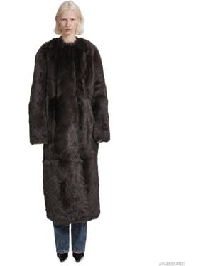 TOTEME Silky Shearling Coat - Black