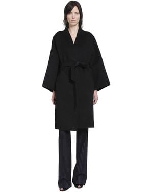 Fendi Kimono Double Wool Coat - Black