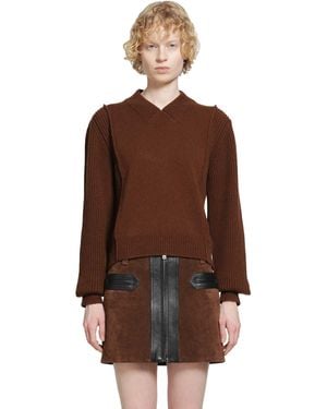 Marni Wool Cashmere V-Neck Jumper - Brown