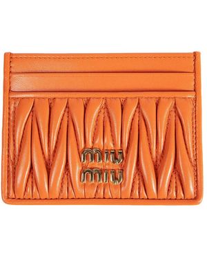 Miu Miu Matelassé Nappa Leather Card Holder - Orange