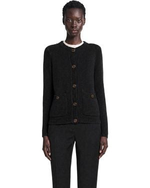TOTEME Hammered Button Cotton Cardigan - Black