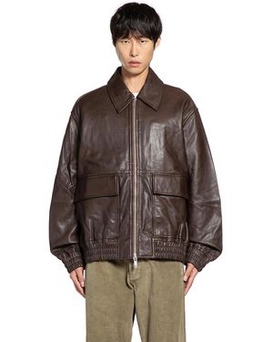 Studio Nicholson Piston Leather Jacket - Brown