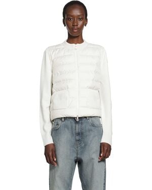 Moncler Wool Padded Zip-Up Cardigan - White