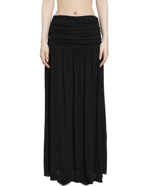 RETORI Draped Viscose Jersey Long Skirt - Black