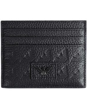 Emporio Armani Embossed Eagle Card Holder - Black