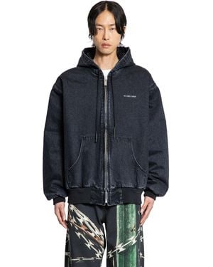 44 Label Group Padded Zip-Up Denim Jacket - Blue