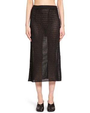 Maison Margiela Ribbed-Knit Midi Skirt - Black