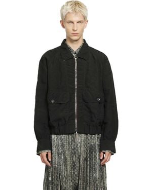 Ziggy Chen Puppytooth Cropped Aviator Jacket - Black