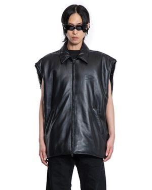 Balenciaga Sleeveless Bomber In Supersoft Leather - Black