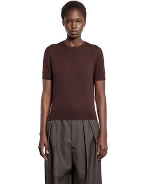 Saint Laurent Maglione A Maniche Corte - Brown