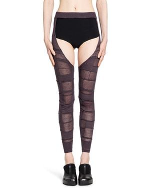 Halo Checked Footless Tights - Black
