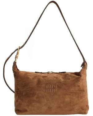 Miu Miu Spirit Suede Bag - Brown