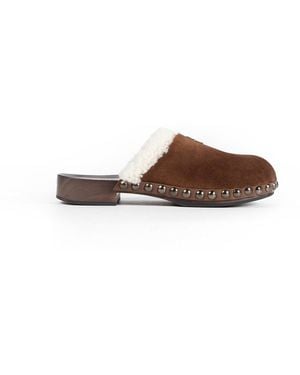 Miu Miu Suede Clogs - Brown