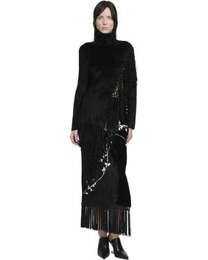 YA YI Mantra Fringe Turtleneck Jumper - Black
