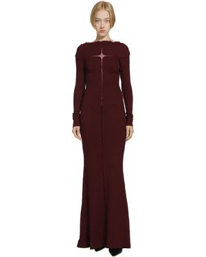 Daisy London Slubbed Rib Dress With Frayed Edges - Red