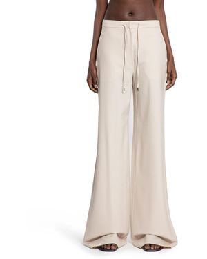 Max Mara Wool Twill Drawstring Trousers - Natural