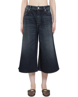 Alaïa Palazzo Denim Bermuda Shorts - Blue