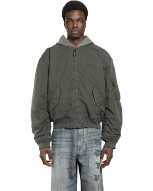 Balenciaga Hooded Standard Bomber Jacket - Grey
