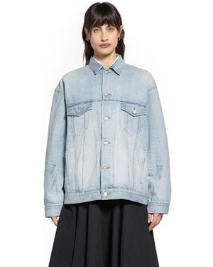 Balenciaga Masking Tape Logo Denim Jacket - Blue