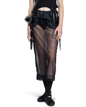 Simone Rocha Sheer Brocade Bow Waist Pencil Skirt - Black
