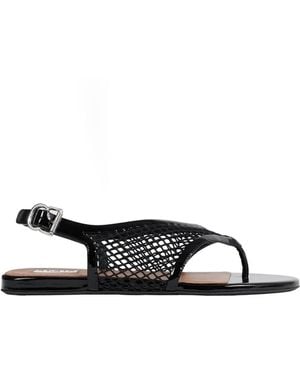 Alaïa Fishnet Flat Sandals - Black