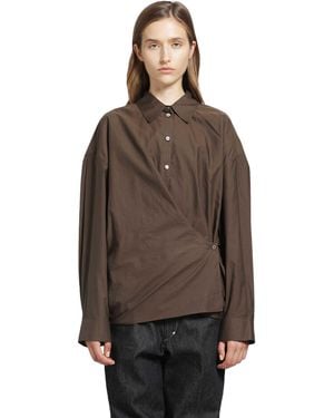 Lemaire Straight Collar Twisted Shirt - Brown