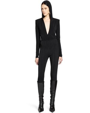 Mugler Hooded V-Neck Bodysuit - Black