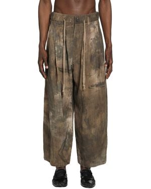 Ziggy Chen Digital Print Drawstring Trousers - Green
