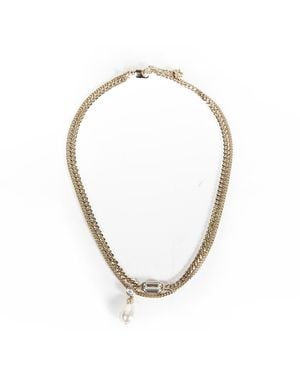 McQueen Skull & Crystal Necklace - Metallic
