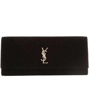 Saint Laurent Kate Velvet Clutch - Black
