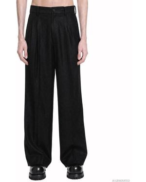 Ssstein Compressed Flannel Wide Pants - Black